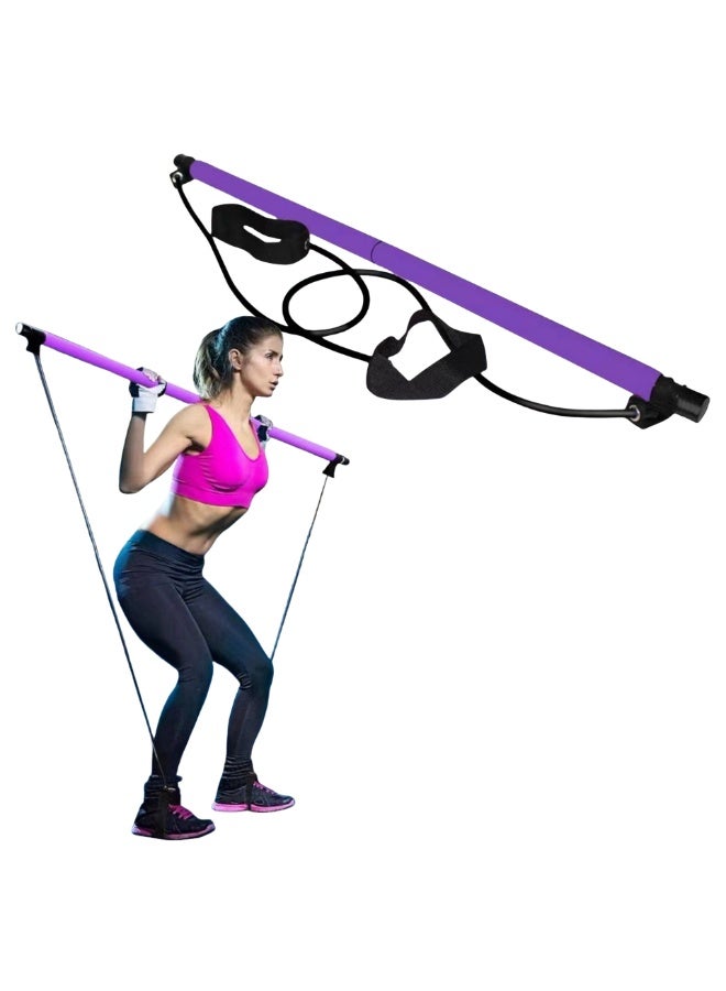 NOVOLAN Pilates Bar Kit with Resistance Bands, Portable Muscle Toning Bar, Multi-Functional Yoga Pilates Equipment with Foot Loop for Total Body Exercises, Easy to Assemble, Non-Slip Foot Straps - Image 1