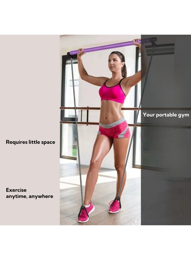 NOVOLAN Pilates Bar Kit with Resistance Bands, Portable Muscle Toning Bar, Multi-Functional Yoga Pilates Equipment with Foot Loop for Total Body Exercises, Easy to Assemble, Non-Slip Foot Straps - Image 2