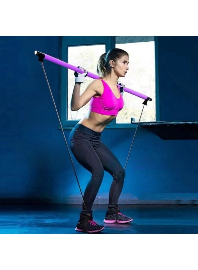 NOVOLAN Pilates Bar Kit with Resistance Bands, Portable Muscle Toning Bar, Multi-Functional Yoga Pilates Equipment with Foot Loop for Total Body Exercises, Easy to Assemble, Non-Slip Foot Straps - Image 3