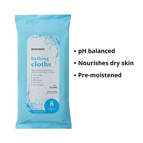 McKesson Bathing Cloth with Aloe & Vitamin E [8 Wipes] No Rinse Shower & Bathing Body Wipes for Adults & Elderly, Disposable Washcloths, pH Balanced, Fresh Scent - Image 3