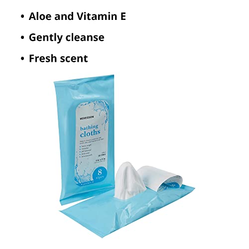 McKesson Bathing Cloth with Aloe & Vitamin E [8 Wipes] No Rinse Shower & Bathing Body Wipes for Adults & Elderly, Disposable Washcloths, pH Balanced, Fresh Scent - Image 4
