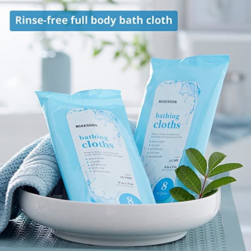 McKesson Bathing Cloth with Aloe & Vitamin E [8 Wipes] No Rinse Shower & Bathing Body Wipes for Adults & Elderly, Disposable Washcloths, pH Balanced, Fresh Scent - Image 2