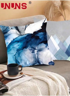 UNUNS Geometric Patttern Pillow Covers,Peach Skin Set Of 6,Blue Ocean Decorative Cushion Covers For Sofa,Cushion Cover 45x45 Centimeter  - Image 3