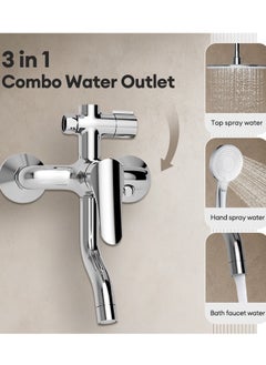 Jomoo 9-Inch High Pressure Rainfall Shower Set, Adjustable 3 in 1 Shower Tap Combo with On/Off Switch Handheld Shower Head Set  - Image 3