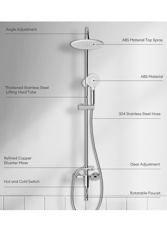Jomoo - 9-Inch High Pressure Rainfall Shower Set, Adjustable 3 in 1 Shower Tap Combo with On/Off Switch Handheld Shower Head Set - Image 1