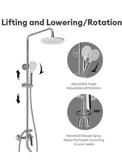 Jomoo 9-Inch High Pressure Rainfall Shower Set, Adjustable 3 in 1 Shower Tap Combo with On/Off Switch Handheld Shower Head Set  - Image 2