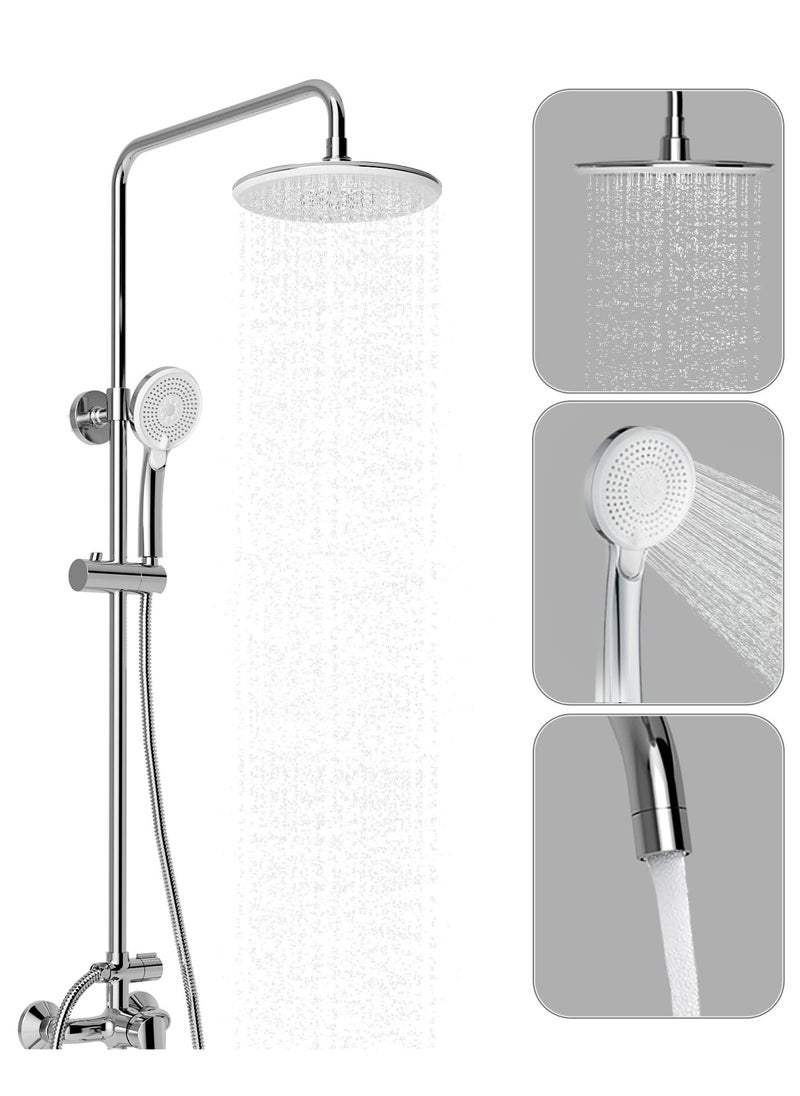 Jomoo - 9-Inch High Pressure Rainfall Shower Set, Adjustable 3 in 1 Shower Tap Combo with On/Off Switch Handheld Shower Head Set - Image 1