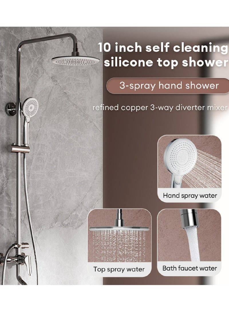 Jomoo - 9-Inch High Pressure Rainfall Shower Set, Adjustable 3 in 1 Shower Tap Combo with On/Off Switch Handheld Shower Head Set - Image 1
