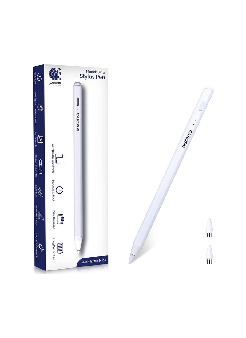 CAROSKI - Stylus Pen for iPad - Apple Pencil 1 Year Warranty with Palm Rejection Tilt Sensitive and Fast Charger - Magnetic Attachment Long Battery Life - Compatible with iPad Screen 2018 and above - Image 1