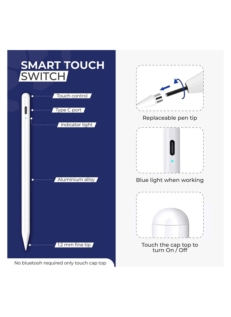 CAROSKI - Stylus Pen for iPad - Apple Pencil 1 Year Warranty with Palm Rejection Tilt Sensitive and Fast Charger - Magnetic Attachment Long Battery Life - Compatible with iPad Screen 2018 and above - Image 1