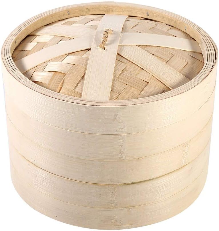 ويوبلز 4 أحجام، مستويان، سلة خيزران صينية جديدة، قدر طهي أرز طبيعي، قدر بخار مع غطاء (22 سم) - Image 3