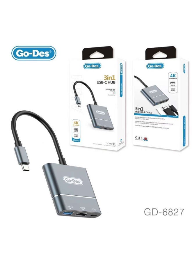 GO-DES Go Des GD-6827 Type-C to HDTV 3 in 1 Converter Adapter - Image 2