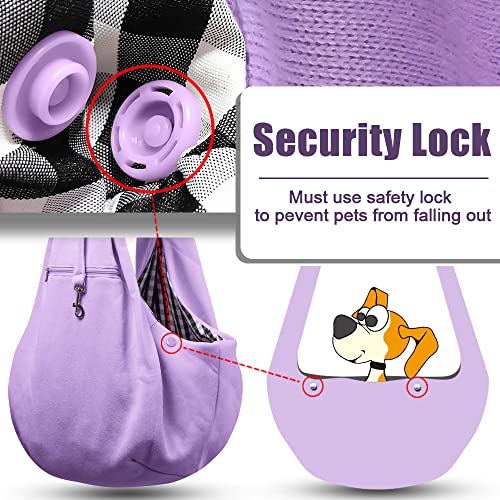 Tomkas Small Dog Sling Carrier - Zipper Pocket & Adjustable Strap - for 3-10 lbs Pets(Light Purple) - Image 4