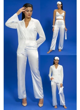 for you in&out 6-Piece Pleated Ecru Bustier Pajama Set S27571  - Image 1