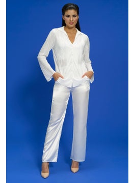 for you in&out 6-Piece Pleated Ecru Bustier Pajama Set S27571  - Image 2