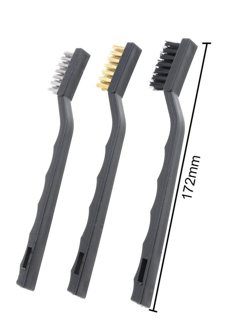 MTX Ma Fra ChgImposs 3Pcs Mini Wire Brush Set, Nylon Brass Stainless Steel Wire Brush for Cleaning Welding Slag Scrubbing and Rust - Image 4