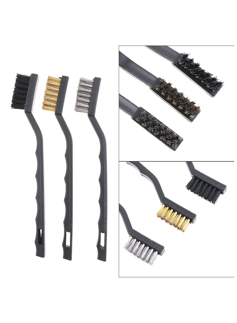 MTX Ma Fra ChgImposs 3Pcs Mini Wire Brush Set, Nylon Brass Stainless Steel Wire Brush for Cleaning Welding Slag Scrubbing and Rust - Image 2