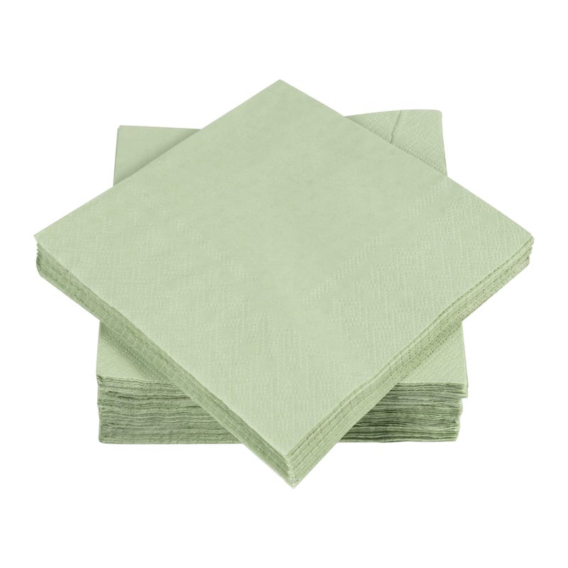 BEFORYOU 100 Pack Cocktail Napkin 2-Ply Dessert Napkins Folded 5 x 5 Inches Disposable Napkins for Dinner Wedding Birthday Party Bridal Anniversary Reception Event (100, Sage-Green) - Image 5