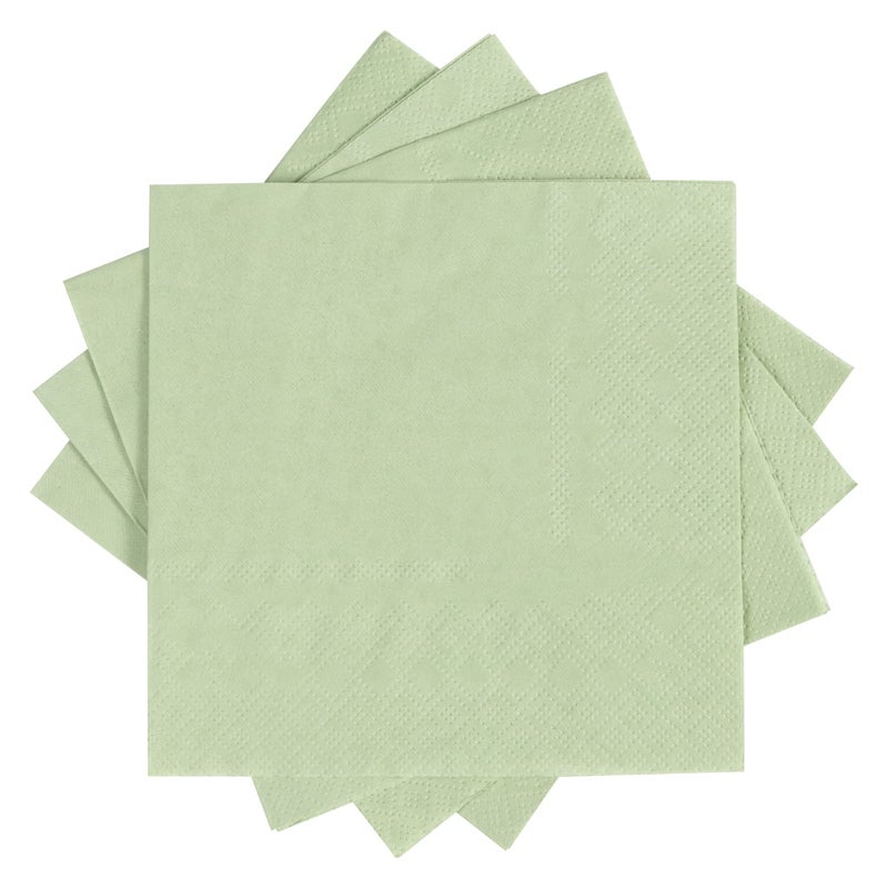 BEFORYOU 100 Pack Cocktail Napkin 2-Ply Dessert Napkins Folded 5 x 5 Inches Disposable Napkins for Dinner Wedding Birthday Party Bridal Anniversary Reception Event (100, Sage-Green) - Image 4
