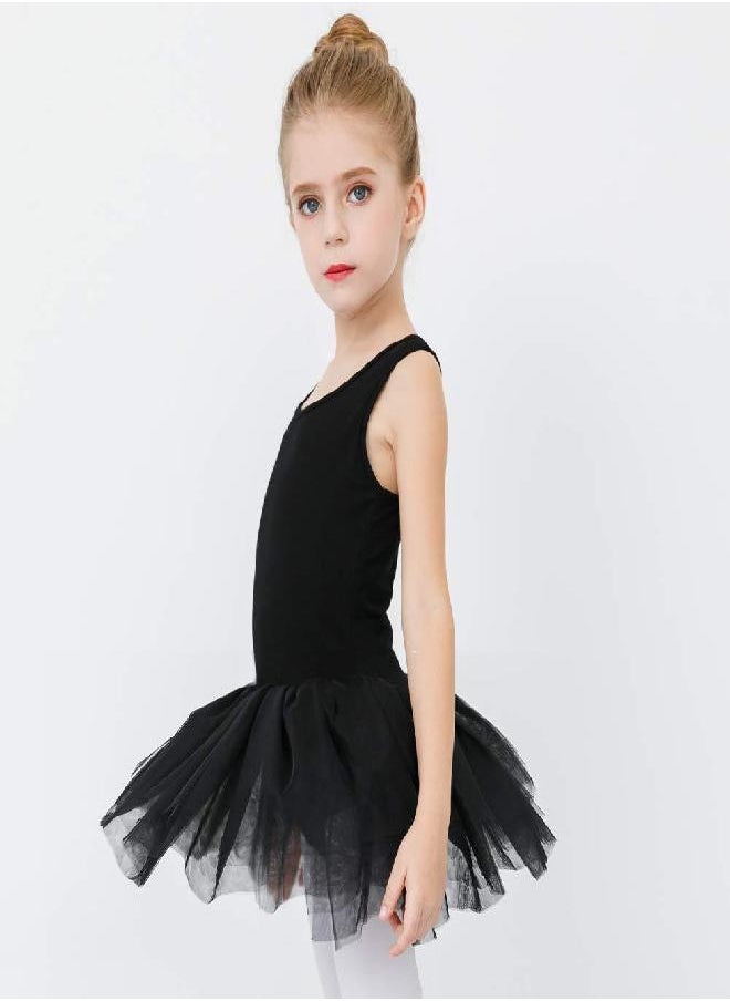 Stelle Stelle Girls Ballet Leotards Dance Tutu Skirt Dress Outfit (Toddler/Little Kid/Big Kid) (Black (Tank Top), 6-7 Years) 
