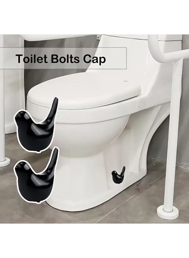Black Toilet Bolt Cover 2pcs Ceramic Bathroom Decor Quick Install Kit Replacement Parts - Image 1