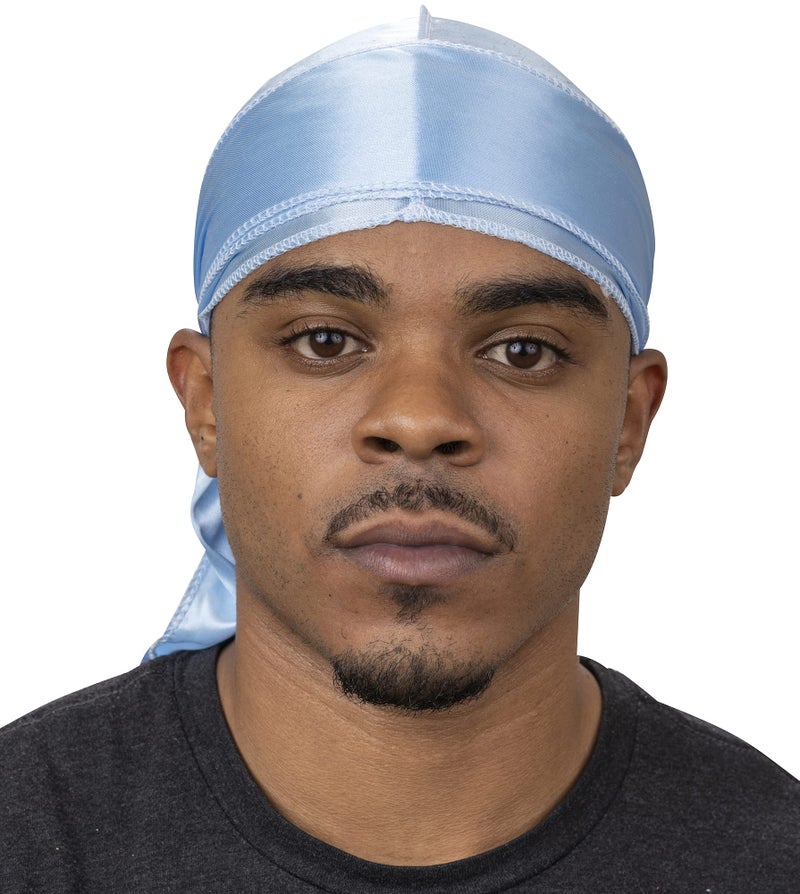 Veeta Superior Silk Durag - Smooth Silk Durag for Men & Women, Long Double Wide Straps, Outside Seam Triple Stitch Du Rag Blue Frost - Image 4