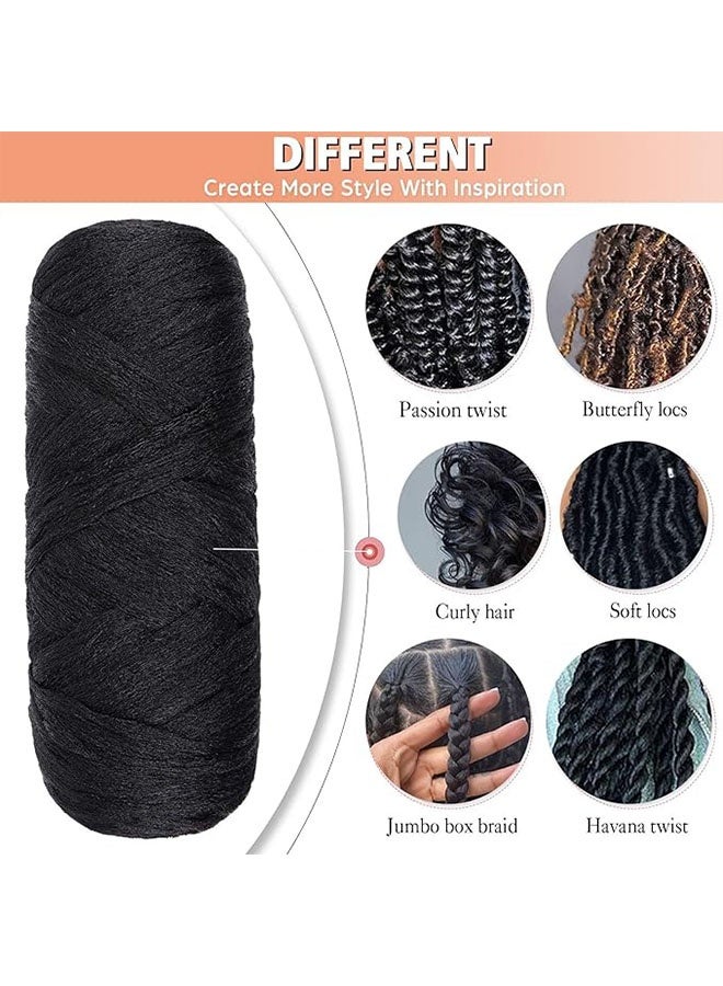 4 حزم خيوط الشعر من الصوف البرازيلي ، خيوط الصوف للخياطة بالطاشية ، Twist Warps ، Locs الزائفة ، خيوط الشعر Jumbo و Senegalese Twisting Wool Hair Attachment Knitting Hair Braids ، الأسود - Image 5