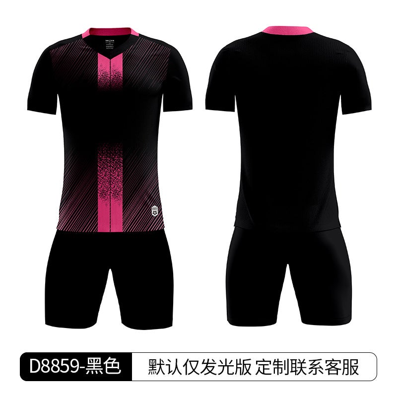 Generic Summer New Mens and Childrens Football Clothes suit Primary School Students Outdoor Running Sports Quick-drying Jersey Womens Training Team Clothes D8859-Black 