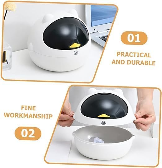 7 Seas 7Seas Mini Desktop Trash Can Bin with LidTiny Waste Bin Makeup Pad Garbage Holder for Coffee Table Tabletop Decorative Garbage bin For HomeBedroomLivingOfficeCoffee TableSmall Desk wastebin  - Image 4