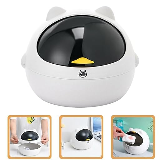 7 Seas 7Seas Mini Desktop Trash Can Bin with LidTiny Waste Bin Makeup Pad Garbage Holder for Coffee Table Tabletop Decorative Garbage bin For HomeBedroomLivingOfficeCoffee TableSmall Desk wastebin  - Image 2