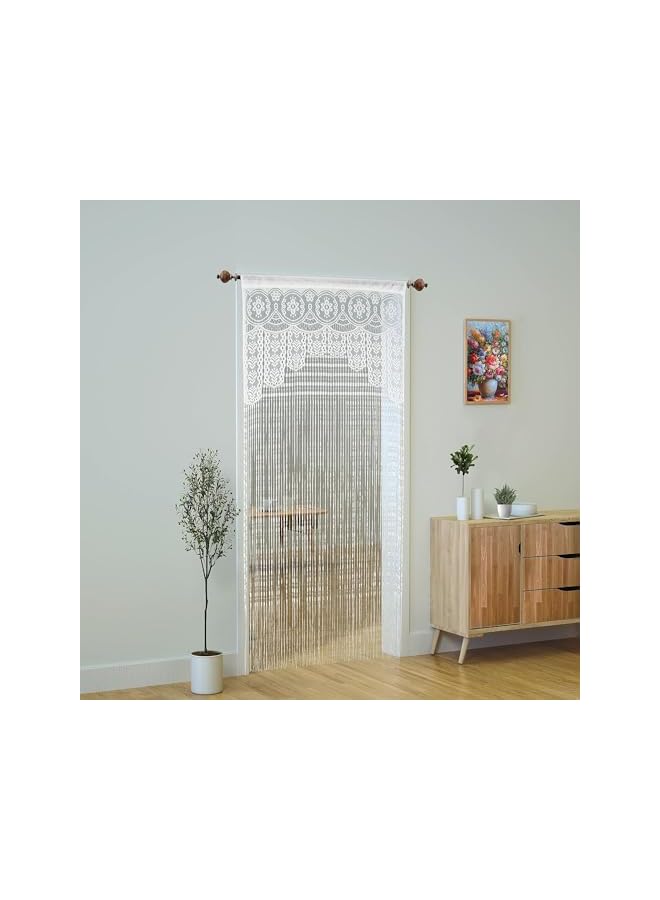 The Bros Lace Door String Curtain for Doorways, White Curtains, Room Divider, Doorway Hippie Window Panel, Wall Closet Curtains for Bedroom Closet Door Drapes Decorations - Image 4