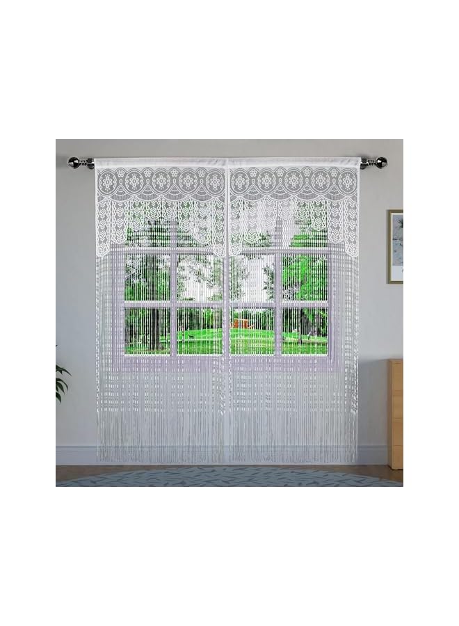 The Bros Lace Door String Curtain for Doorways, White Curtains, Room Divider, Doorway Hippie Window Panel, Wall Closet Curtains for Bedroom Closet Door Drapes Decorations - Image 3
