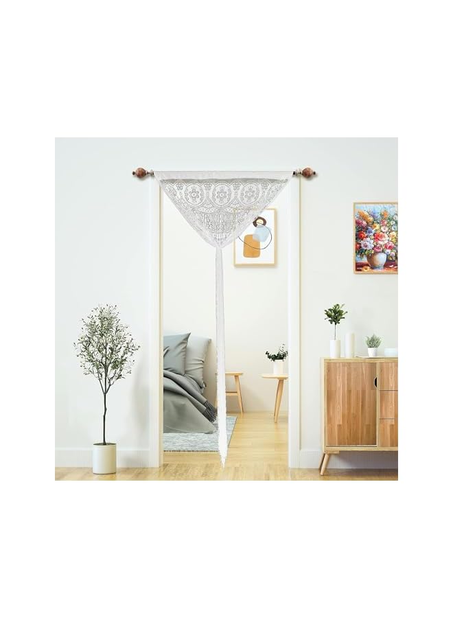 The Bros Lace Door String Curtain for Doorways, White Curtains, Room Divider, Doorway Hippie Window Panel, Wall Closet Curtains for Bedroom Closet Door Drapes Decorations - Image 2