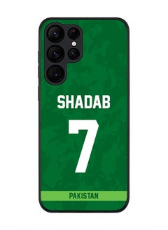 Rugged Black Edge Case for Samsung Galaxy S22 Ultra 5G, Slim fit Soft Case Flexible thin Cover - Player Name - Shadab Khan, Jersey Number- 7