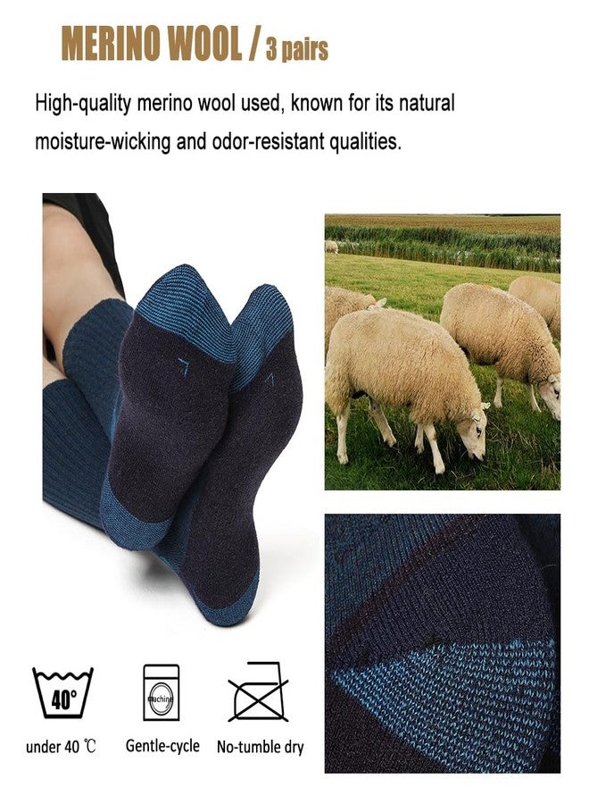 WANDER Merino Wool Socks Men 3 Pairs Cushioned Calf Boot Socks Moisturing Wicking Everyday Thermal Crew Socks - Image 5