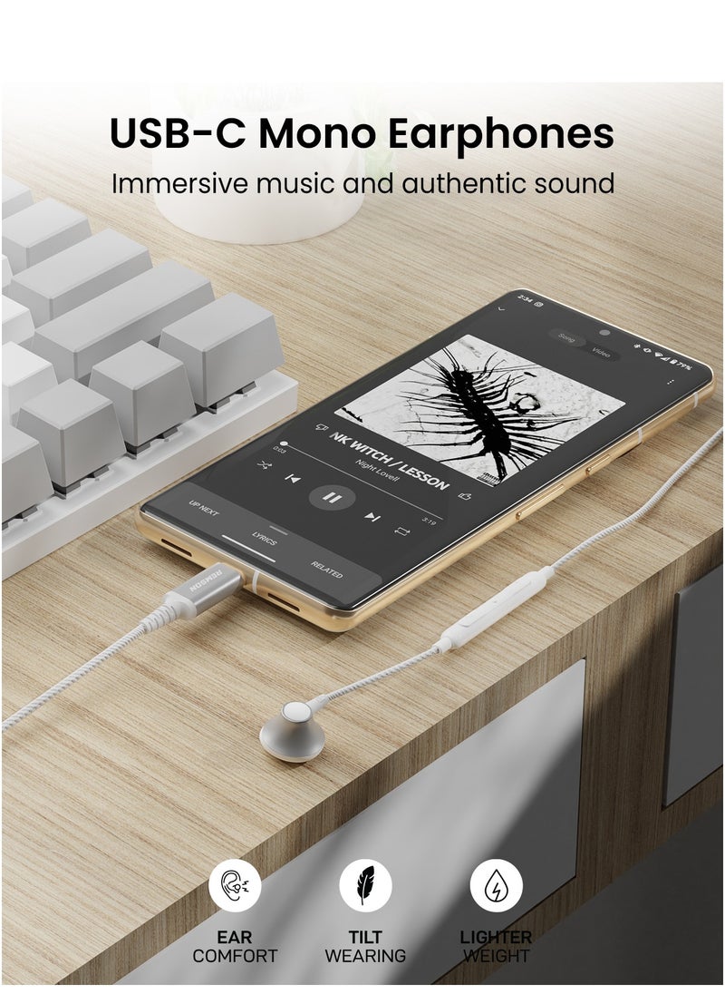 Remson - Remson Wired Mono Stereo Earphone USB Type-C Connector Headphone /Earphone/Earbud Hi-Fi with In-Line Remote Compatible for Samsung Galaxy S21 Ultra 5G S20 FE Note 20/10, iPad Pro 2018 and Mac Book. - Image 1