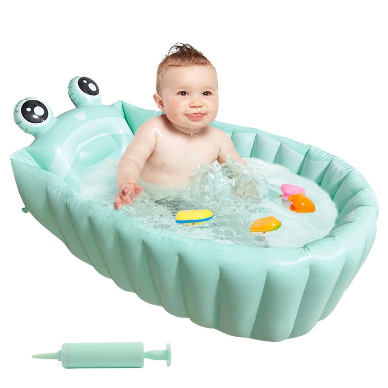 Hot Max HotMax Inflatable Baby Bathtub Portable Travel Bath Tub for Infants to Toddler Foldable Non Slip Spa Tub with Air Pump Green