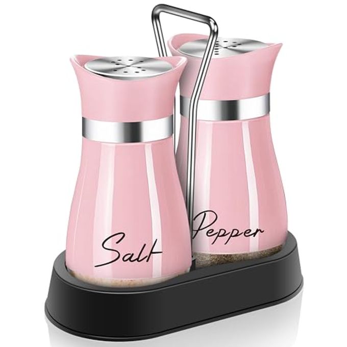 Arrozon Pink Salt And Pepper Shakers Set With Holder,4 Oz Kitchen Decor And Accessories Home Essentials Cute Household Items For Mother'S Day Housewarming Gift Refillable Design (Pink) - Image 4