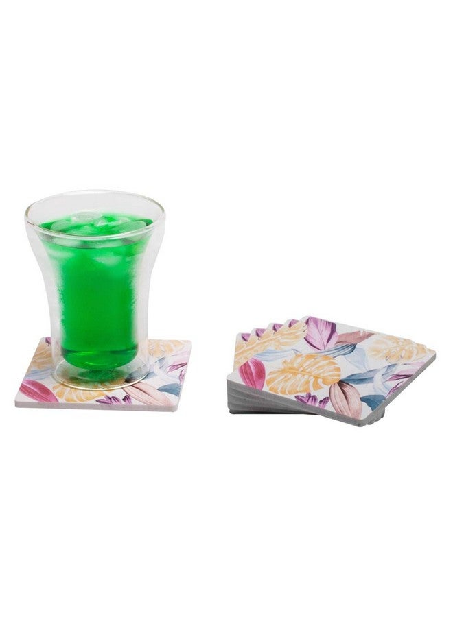 EZ Life High Class Subtle Flora Design 6 Coaster Set - Square - Placemat for Hot & Cold Drinks - Bowl & Tea Cup Dining, Cocktail Table Décor - Dining Table Accessory Coasters - Image 2