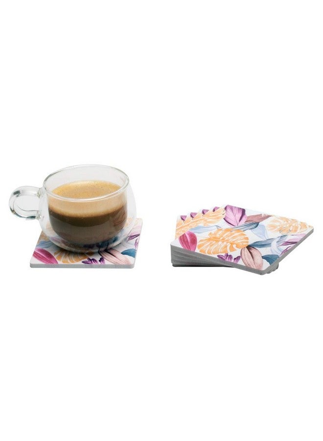 EZ Life High Class Subtle Flora Design 6 Coaster Set - Square - Placemat for Hot & Cold Drinks - Bowl & Tea Cup Dining, Cocktail Table Décor - Dining Table Accessory Coasters - Image 4
