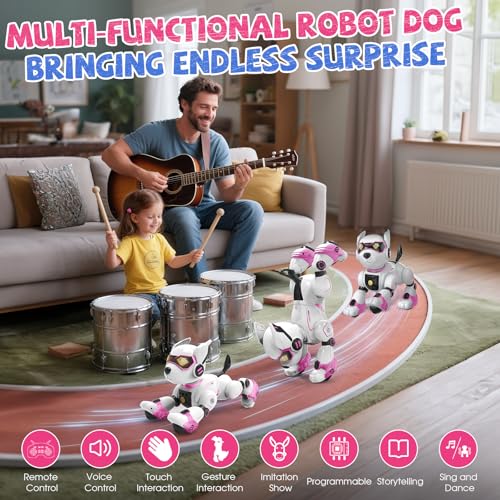 Anysun Robot Dog for Kids Remote Control Dog with Voice Touch Interaction and lmitation Show Programmable Gesture Sensing Dog Robot Singing Dancing Talking Smart Stunt Robot Dog Toy Gift for Boys Girls - Image 5