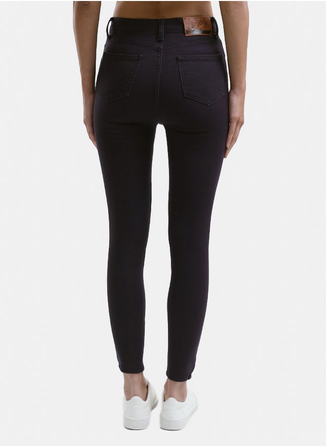 RAVIN Solid Dark Purple Skinny Jeans with Double Closure  - Image 3