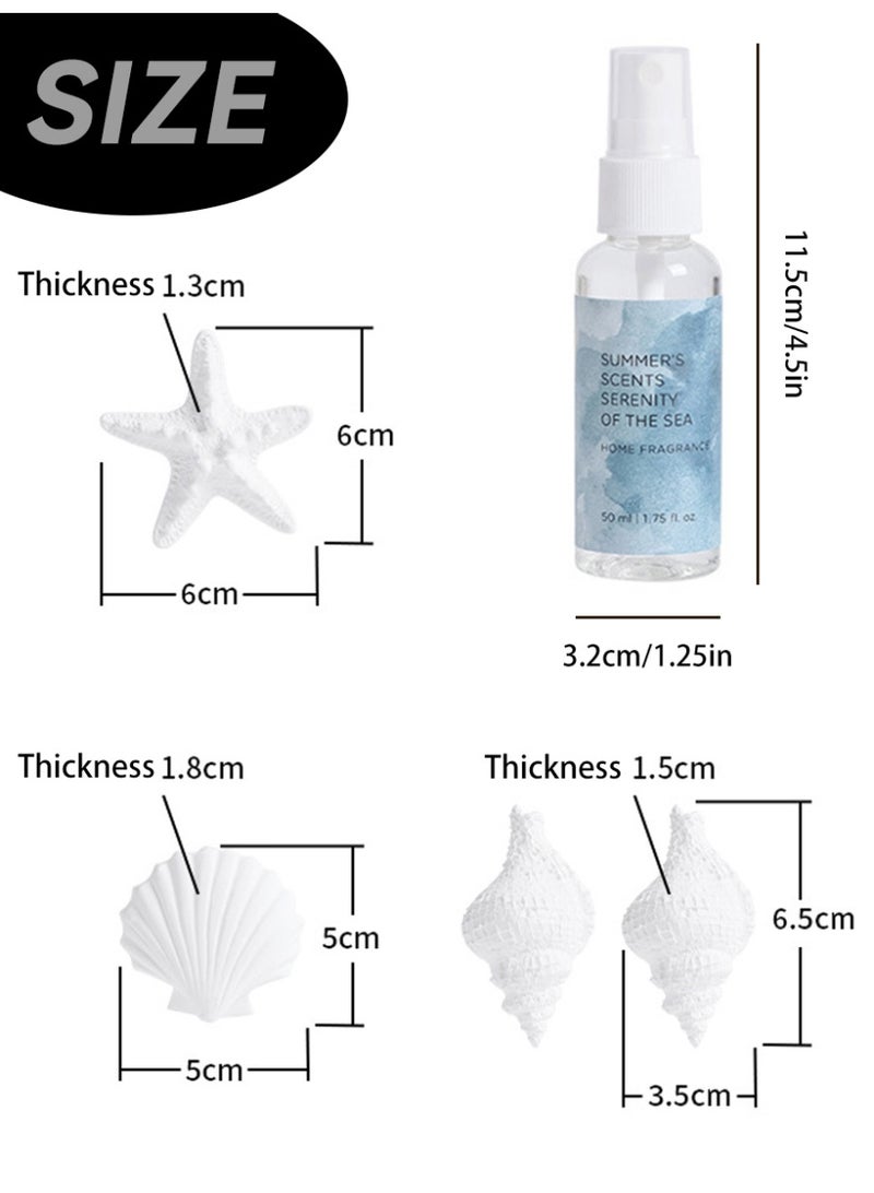 Aromancy Sea Salt & Sage Scented Home Fragrance Gift Set Aroma Spray 60ml with 4 Decorative Plaster Diffusers Ocean Style Aromatherapy Plaster Ornament Set for Home Office Ramadan & Housewarming Gift - Image 3