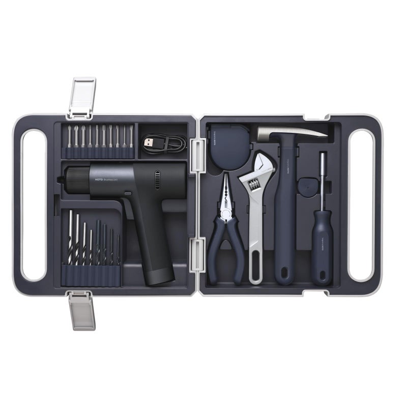 HOTO Cordless Brushless Drill Tool Set Variable Speed Hidden Buckle Unique LED Screen Intelligent Digital Display Exquisite Practical Highend Drill Kit for HomeDaily Use - Image 2