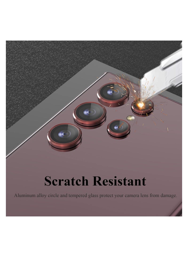 ELTRAZONE ELTERAZONE Compatible With Samsung Galaxy S22 Ultra Camera Lens Protector, Aluminum Alloy Tempered Glass, [Installation Frame] with Camera Screen Protector for S22 Ultra 5G (Burgundy) - Image 2