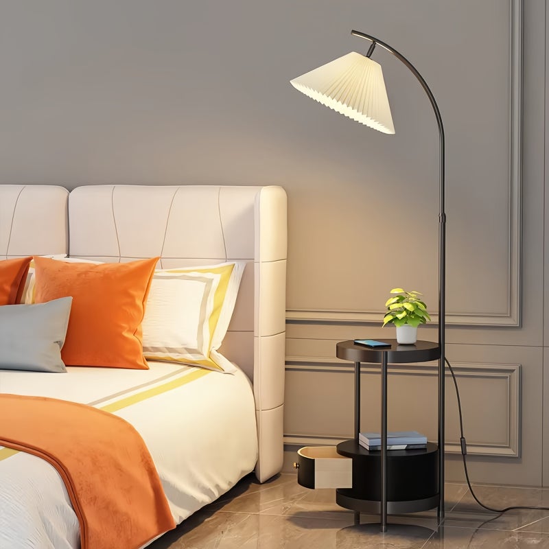 Sharpdo Arc Floor Lamp with Side Table, 3-Color Dimmable LED (3000K-6000K) 12W Standing Lamp with Storage Shelf for Living Room Bedroom - Image 3