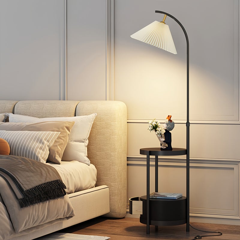 Sharpdo Arc Floor Lamp with Side Table, 3-Color Dimmable LED (3000K-6000K) 12W Standing Lamp with Storage Shelf for Living Room Bedroom - Image 2