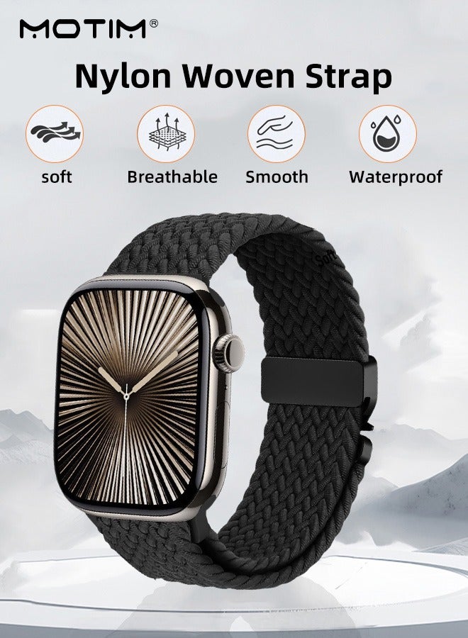 Motim Nylon Woven Loop Band for Apple Watch 42/44/45/46/49mm, Sport Replacement Strap Wristband Compatible with Apple Watch Ultra 1/2 iWatch SE Series 10/9/8/7/6/5/4/3/2/1/SE  - Image 2