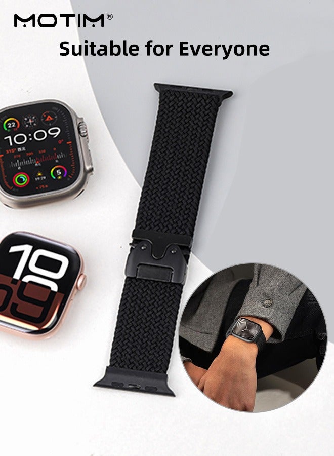 Motim Nylon Woven Loop Band for Apple Watch 42/44/45/46/49mm, Sport Replacement Strap Wristband Compatible with Apple Watch Ultra 1/2 iWatch SE Series 10/9/8/7/6/5/4/3/2/1/SE  - Image 4