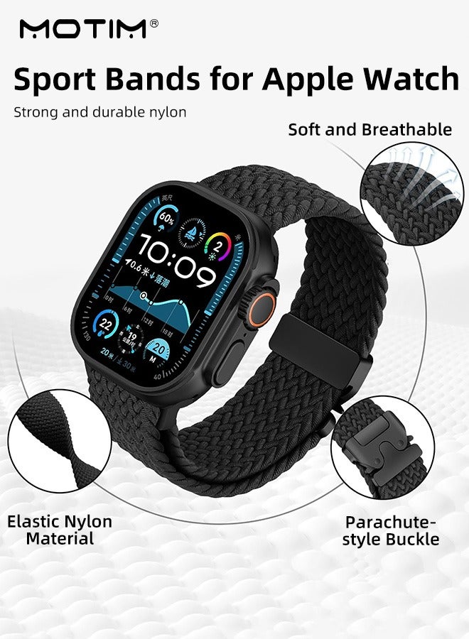 Nylon Woven Loop Band for Apple Watch 42/44/45/46/49mm, Sport Replacement Strap Wristband Compatible with Apple Watch Ultra 1/2 iWatch SE Series 10/9/8/7/6/5/4/3/2/1/SE